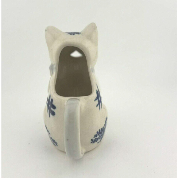 Vintage J.S.N.Y Philippines Porcelain Delft Style Blue White Cat Creamer 5" - Picture 6 of 11